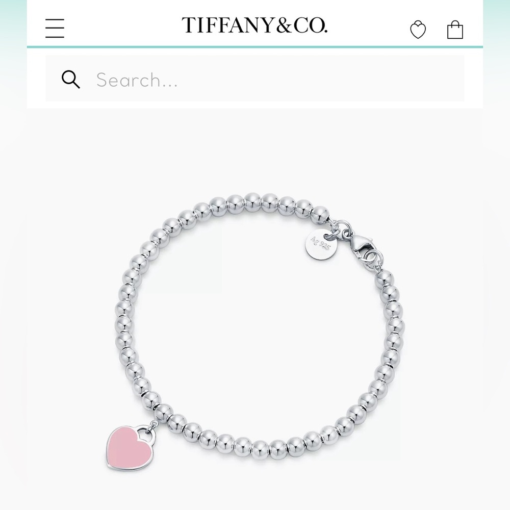 Tiffany & Co. Return to Tiffany Pink Heart Tag Bead Bracelet in silver